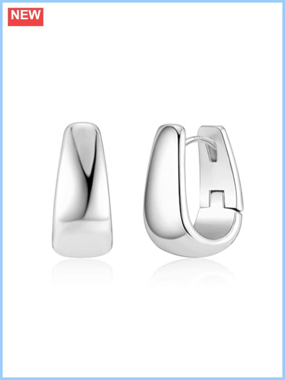 Small Square Hoop Earrings Silver Chunky Huggie Earrings for Women